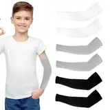 3 Paar Sport Armstulpen Kinder,Atmungsaktiv Armstulpen Sommer,Anti-UV Kompressions Armstulpe,Unisex Arm Sleeve Gaming,für Jungen Mädchen Volleyball Basketball Armschoner