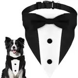 Hund Smoking Bandana Halsband, Hochzeit Hunde Kostüme Hund Bandana mit Fliege Verstellbare Bandana Halsband für Formelle Hochzeit Geburtstag Party