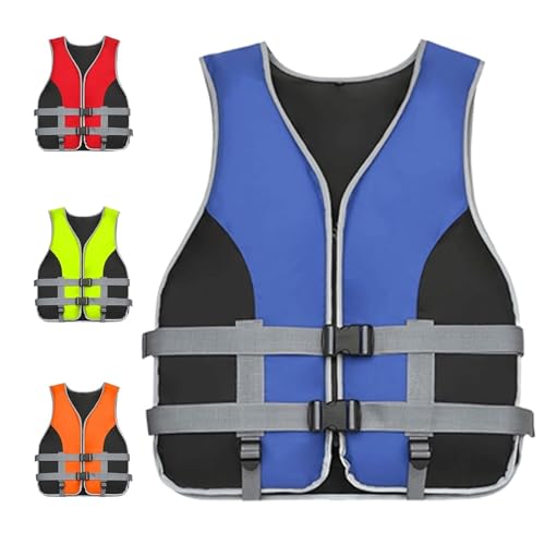 Ventouse Schwimmweste Erwachsene für Outdoor Wassersport: Rettungsweste Einstellbare Schnalle Schwimmweste mit Reflektierenden Streifen für Erwachsene Kinder Kajakfahren Schwimmhilfe(Blue,L)