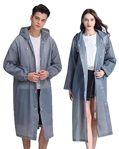 YANKUIRUI 2 Stück Regenjacken Wiederverwendbar Regenponcho, Unisex Eva Regenmantel Poncho Regenbekleidung Regenschutz Regen Zubehör für Wandern Camping Radfahren Reisen