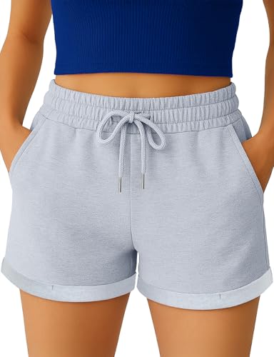 Smith & Solo Kurze Hose Damen - Shorts Sommer Hosen, Laufhose Kurz Sporthose, Trainingshose Sportshorts Women Laufshorts (Grau, M)