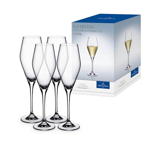 Villeroy & Boch – La Divina Champagnerkelch Set 4 Teilig, Champagner Gläser, Sektkelche, Hochwertige Sektgläser, Sektflöten, Prosecco Gläser, Für Champagner, Sekt, Prosecco Oder Crémant, Kristallglas