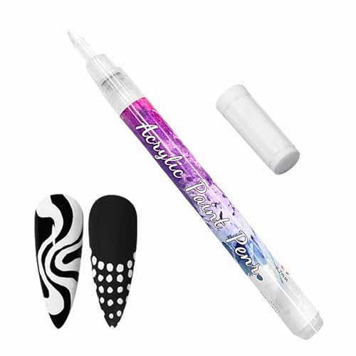 MrCuvaryas 3D Nagellack Stift, 0,7mm Nagelkunststift DIY Linie Nagelkunst Graffiti, Nagelspitze Nail Art Beauty Schmücken Maniküre Werkzeuge, Nagellackstifte Nageldesign für Halloween (White)