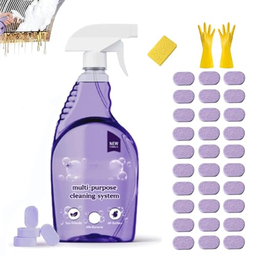 Dr Clean Spray für Backöfen, Allzweck-Reinigungsspray zur sofortigen Fleckenentfernung, Dr. Clean Tabletten und Sprühflasche für Zuhause, Küche, Bad & mehr (30 Tabletten)