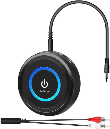 Seflorgo Bluetooth 5.3 Sender/Empfänger für TV zu drahtlosen Kopfhörern/Lautsprechern, aptX Adaptive/Low Latency/HD Bluetooth AUX (Audio-Sender/Empfänger BTI-018: RCA/AUX)