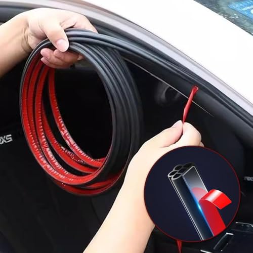 Schalldichter Dichtungsstreifen für Autos, Universal Staubdichtes Gummidichtband zur Lärmminderung für Auto, Autotür Türdichtung Gummidichtung Gummiprofil Türdichtung Autotür Kantenschutz (5 M)