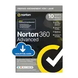 Norton 360 Advanced 2024 | 10 Geräte | Antivirus | Identitätsschutzfunktionen und Support | Secure VPN |1-Jahres-Abonnement mit Verlängerung | PC/Mac/Android/iOS | Aktivierungscode per Email