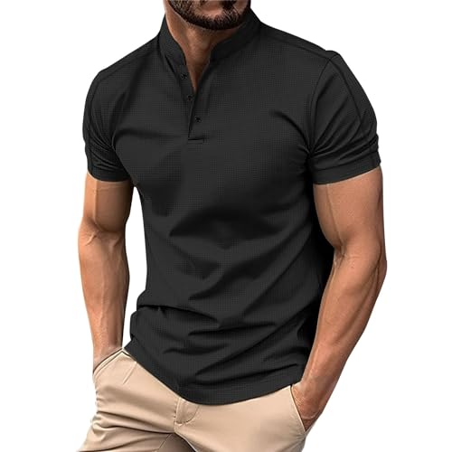 Rumity Poloshirt Herren Polohemd Golf Polo Kurzarm Baumwolle Plaid Kragen Sport Slim Fit Polo Shirt MäNner Herren Poloshirt Kurzarm 5XL