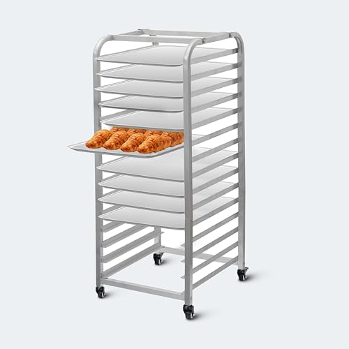 OFFICEROO Bakery Bun Pan Speed Rack – nur halbes Blatt, Größe angepasst, Lebensmittelschalen, Wagen, für kommerzielle Backwaren und Bäcker (15 Ebenen), Tabletts nicht im Lieferumfang enthalten