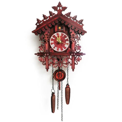 Qussse Vintage Wanduhr, Kuckucksuhr Retro Wanduhr aus MDF, Sweep-Bewegung, für Schlafzimmer Wohnzimmer Schule Büro Dekoration