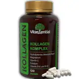 Vitassential Kollagen-Komplex - Hydrolysiertes Meereskollagen-Peptid mit Magnesium, Vitamin C, B6, B12, Folsäure - 120 Kapseln - Marine Kollagen-Präparate für Gelenke, Haut, Haare und Nägel