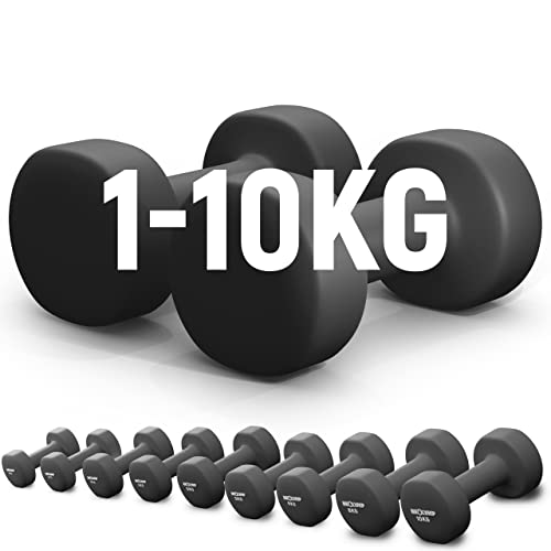 NEOLYMP Neopren Kurzhantel 2er Set (Schwarz 4 kg) – Weights Dumbbell Neopren Hanteln Neopren Dumbelles Neoprenhantel Dumbell Dumbbell Hantel Gummiert Gewicht Hantel Hantelset Neopren