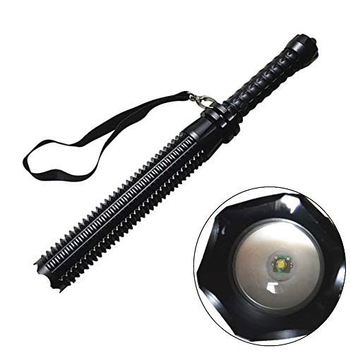 Selbstverteidigungstaschenlampe, WASAGA Zoomable Baseball Bat LED-Taschenlampe für den Notfall mit 18650 oder AAA Batterie (Schwarz)