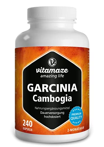 Garcinia Cambogia hochdosiert + Cholin für den Stoffwechsel, Garcinia Extrakt mit 60% HCA aus Malabar-Tamarine, 240 Kapseln für 2 Monate, Nahrungsergänzung ohne Zusätze, Made in Germany