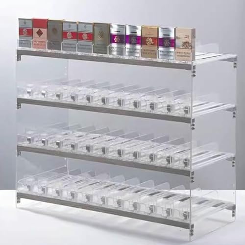 LASDERTV Zigarettenaussteller - Zigarettenausstellungsregal An Der Wand Montiert, Automatisches Zigarettendisplay, Transparente Acryl -Zigarettenstütze (55,5 X 28,4 X 24,5 cm)