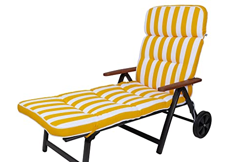 Bodo Albes Warenhandels GmbH KETTtex Auflage Rollliege Alicante 2153 extrabreit gelb-weiß Blockstreifen 200x65x9 cm Stegkissen