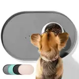 Conlun Napfunterlage Hund,1,2cm Hohe Ränder Futtermatte Katzen zur Vermeidung von Verschüttungen,BPA-Freie Silikonmatte mit Rand Gummi-Hundenapf Unterlage für Futter- und Wassernäpfe(Grau,48x30 cm)GR