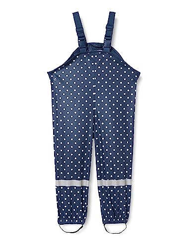 Playshoes Matschhose Regenlatzhose Ungefüttert Unisex Kinder Wind- und wasserdichte Regenhose Regenbekleidung, marine Punkte, 92