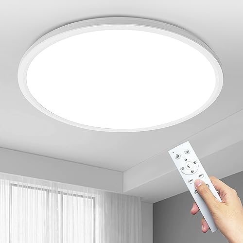 MOONSEA 36W LED Deckenleuchte Flach Dimmbar mit Fernbedienung, Ultra Dünn Deckenlampe Rund, 3000-6500K Ø40cm, Weiß Deckenleuchte Flach für Wohnzimmer Schlafzimmer Kinderzimmer Badezimmer