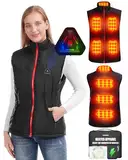 CYCYHEAT Beheizbare Weste Damen mit Powerbank 12000mAh 7,4V - Leichte Heizweste Jacke, Mantel mit Akku, Beheizte Kleidung, 4-in-1-Smart-Controller Geeignet Zum Radfahren, Outdoor-Arbeit