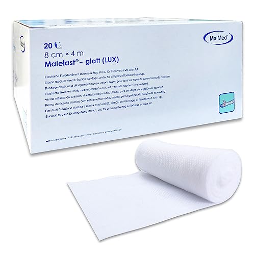 Mullbinden 8cm x 4m - 20 Stück Elastische Binde Fixierbinde - Latexfreies Verbandsmaterial - elastischer Verband mit 80% Dehnbarkeit