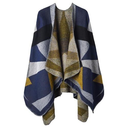 Poncho Damen Winter Schal Wrap - Herbst Open Front Cape Winddichte Strick Wolle Mantel Decke Kap-Schal Übergroße Warme Winterdecke Reversible Schal Dicke Cardigan Coat für Frau Mädchen Festliche