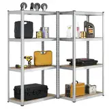 Juskys 2er-Set Lagerregal Easy 2X 160x80x40cm (HxBxT) | 640kg Traglast | 8 Böden | Metall Schwerlastregal Kellerregal Steckregal Regal Regalsystem Metallregal