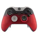 eXtremeRate Front Hülle Case für Xbox One Elite Controller, Custom Vorder Gehäuse & Thumbsticks Accent-Ring, DIY-Ersatz Abdeckung Set für Xbox One Elite Controller Model 1698(Gradient Schwarz Rot)