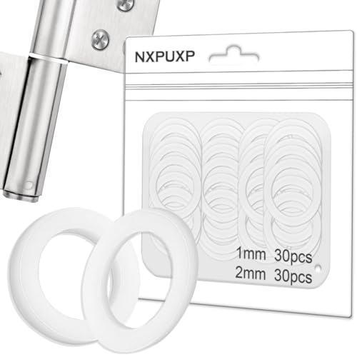 NXPUXP 60 Stück Fitschenringe Zimmertüren,Fitschenringe für Zimmertüren,Unterlegscheiben Türscharnier,Dichtungstürscharniere für Alle Zimmertüren,1mm 30 Pcs & 2mm 30 Pcs