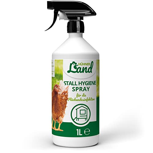 HÜHNER Land Stall Hygiene Spray, Desinfektion speziell für den Hühnerstall 1L für Hühner, effektiv gegen Parasiten, Bakterien, Vogelgrippe-Viren, Geflügelpest, Milben, Flöhe, rote Vogelmilbe