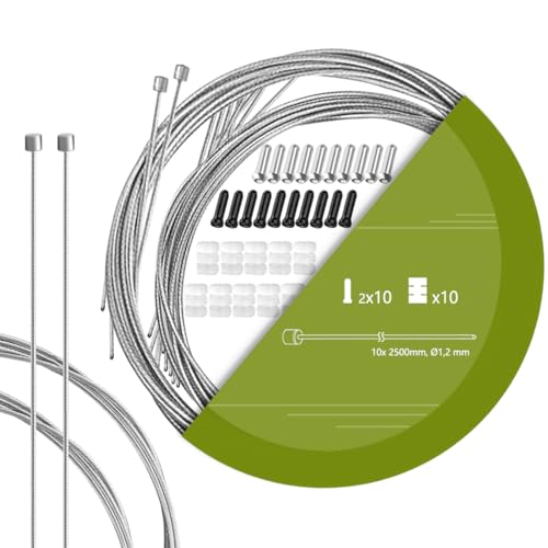 TAPKUA 10 Stück Fahrrad Schaltzug, 2500mm Schaltkabel Schaltseil für Mountainbike Rennrad