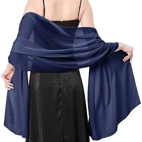 Stola Damen Halstuch Chiffon Sommer Schal Damen Festliche Stola für Abendkleid oder Brautkleid Hochzeit Scarf (Marine)