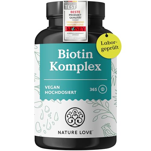 Biotin mit Zink & Selen - hochdosiert mit 10.000 µg Biotin - 365 Tabletten für Haare, Haut und Nägel - mit Vitamin B5 & Silizium - Haar Vitamine & Mineralstoffe im Jahresvorrat - vegan & laborgeprüft