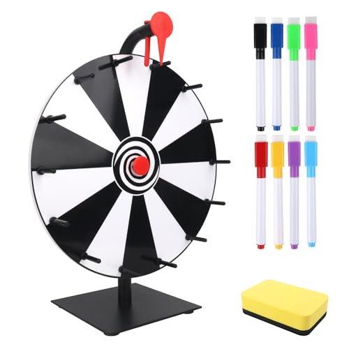 KQWVZ Glücksrad Zum Drehen, 30cm Glücksrad Zum Selbstgestalten, 14 Beschriftendrehrad Glücksrad, Roulette Tisch Mit Markierstift Und Abnehmbarem Ständer, Für, Messen, Lotteriespiele Wortspiele