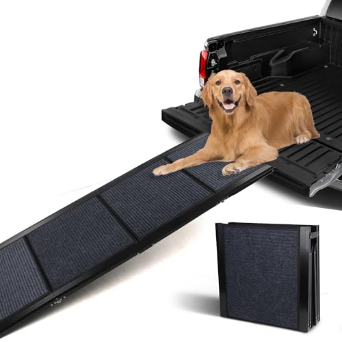 BommJokker Hunderampe Hunderampe auto Klappbar Hundetreppe Große Hunderampe Auto Klappbare Hunderampe mit Rutschfester Teppichoberfläche Tragbare & Klappbare Hundetreppe Auto Einstiegshilfe (170*44cm)