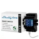 Shelly Pro 4PM | WLAN, LAN & Bluetooth 4-Kanal-Relais Schalter mit Verbrauchsmessung - 40A | Din rail Hutschiene | Kompatibel mit Alexa & Google Home | iOS Android App | Fernsteuerung von Geräten