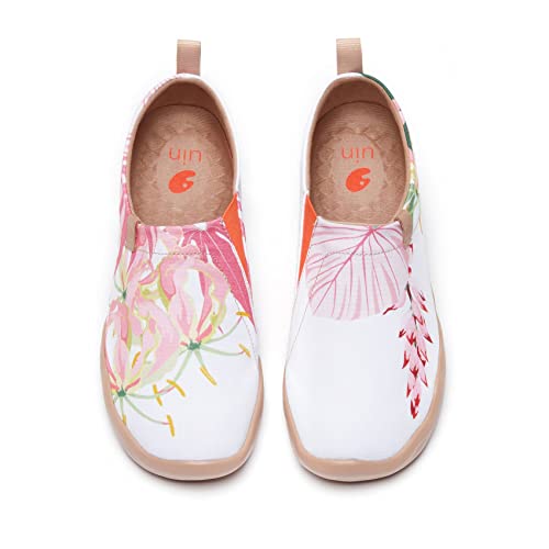 UIN Tropical Blossom Damen Painted Slip On Schuhe Reiseschuhe Lässiger Segelschuhe Canvas Mehrfarbig(40)