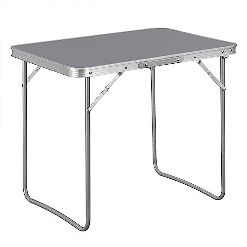 WOLTU Campingtisch Klapptisch Reisetisch mit Griff, 70x50x60cm(LxBxH) zusammenklappbar Gartentisch aus Alu und MDF für Picknick Strand im Freien, Grau, CPT8135gr