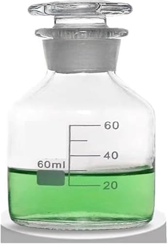 Glasflaschen-Set, Laborflasche mit enger Öffnung, braun/transparent, gewöhnliche Reagenzflasche aus Glas mit kleiner Öffnung und Bodenstopfen, Laborprobenfläschchen(60mL 4pcs)