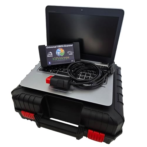 IQPrinceps OBD2 KFZ Profi Diagnosegerät – Werkstatt-Fehlerauslesegerät für PKW, LKW & Transporter, inkl. Bluetooth, vorinstalliertem Laptop, einsatzbereit mit Service- und Echtzeitfunktionen