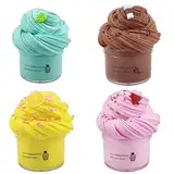 4Pack Schleim-Set, 50g Duftend, Dehnbar und Nicht klebend, mit Zitronen-Minz-Schokolade usw. Schleim-Anhänger, Stressabbau, Pädagogischer Schleim, Geburtstagsgeschenke, Preis-Partygeschenke (Rosa)