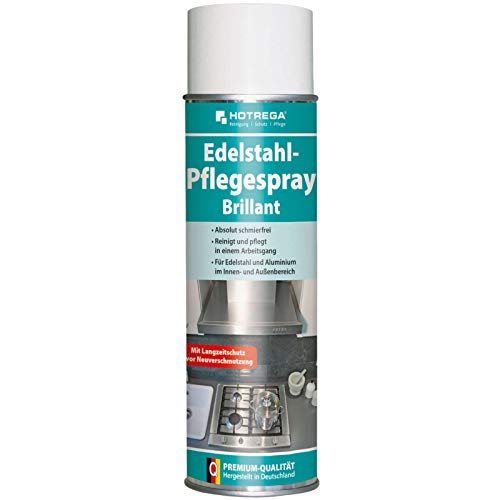 HOTREGA Edelstahl Pflegespray Brillant | Edelstahlreiniger | Edelstahlpflege | Edelstahl Pflegespray (500ml)