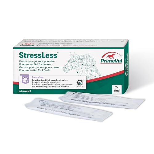 PrimeVal StressLess Pheromon Gel - Natürliches beruhigendes Ergänzungsmittel, geeignet für Pferdetransport und Tierarztbesuche (2 Beutel)