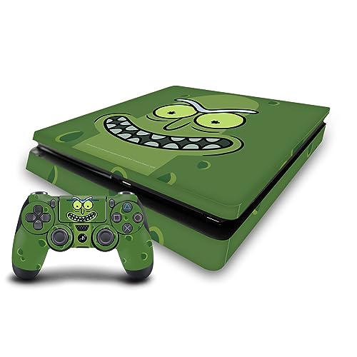 Head Case Designs Offizielle Rick and Morty Essiggurke Rick Grafiken Vinyl Haut Gaming Aufkleber Abziehbild Abdeckung kompatibel mit Sony Playstation 4 PS4 Slim Console and DualShock 4 Controller