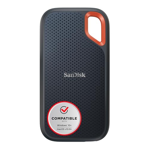 SanDisk Extreme Portable SSD 4 TB (tragbare NVMe SSD, USB-C, bis zu 1.050 MB/s Lesegeschwindigkeit und 1.000 MB/s Schreibgeschwindigkeit, wasser- und staubbeständig) Schwarz