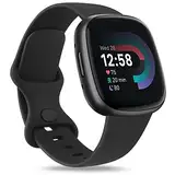 Oumida für Fitbit Versa 3 Armband/Fitbit Versa 4 Armband/Fitbit Sense 2 Armband Damen Herren, Weiches Sport Ersatz Armband Kompatibel mit Fitbit Versa 3/Versa 4/Fitbit Sense/Fitbit Sense 2(S,Schwarz)