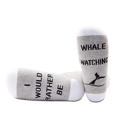 Pyoul 1 Paar Wal-Liebhaber-Socken mit Aufschrift "I would rather be Whale Watching" Gr. One size, Wal-Beobachtung, 1 Paar