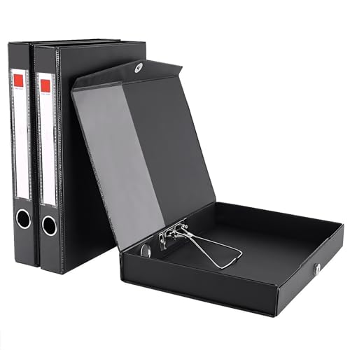 GUOKOFF 3 Stück A4 Archivbox, Archiv-Schachtel mit 45mm Breit Rücken, Aktenkarton A4 mit Deckel, A4 Archivbox Heftbox Dokumentenbox (Schwarz)