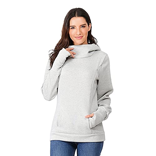 Damen Stillen Hoodie Mutterschaft Fleece Stillpullover mit Kapuze,Umstandspullover Langarm Stilloberteil Umstandsmode Winter Warm Pullover Schwangere Pflege Stillen Shirt Sweatshirt zum Stillen