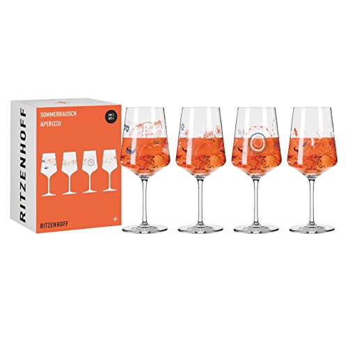 Ritzenhoff 6051003 Aperitif-Glas 4er-Set 500 ml – Aperizzo-Gläser, Motiv bunt – Serie Sommerrausch – Made in Germany